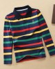 【18M-12Y】Boys Casual Striped Cotton Fabric Long Sleeve Polo Shirt