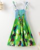 【2Y-13Y】2-piece Girls Fashion Flower And Butterfly Print Slip Bohomia Dress With Necklace - 33323