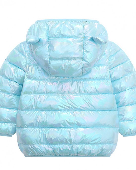 【12M-5Y】Kids Casual Solid Color Thickened Quilted Hooded Jacket