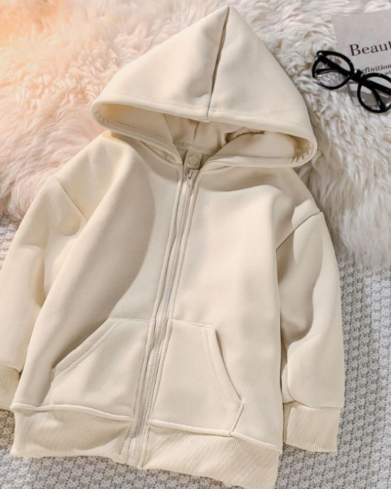 【18M-12Y】Kids Casual Thickened Fleece Hooded Sweatshirt