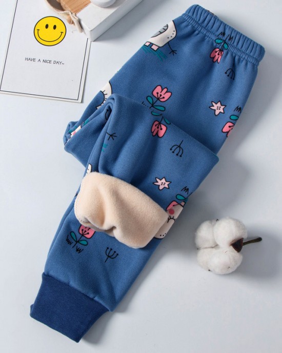 【18M-13Y】Kids Casual Cartoon Print Fleece Pants