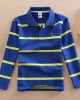 【18M-13Y】Boys Casual Striped Cotton Fabric Long Sleeve Polo Shirt