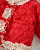 【12M-4Y】Girls Sweet Bow And Ruffle Heart Shape Jacquard Padded Fleece Coat