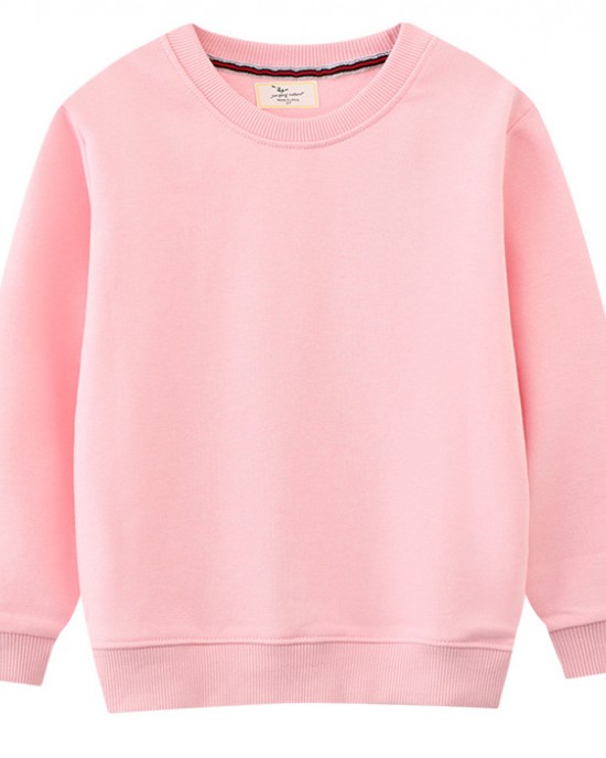 【18M-7Y】Kids Simple Solid Color Cotton Round Neck Long Sleeve Sweatshirt