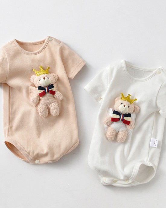 【3M-24M】Baby Cute Pocket Bear Short Sleeve Romper