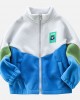 【18M-10Y】Boys Casual Cartoon Bear Embroidered Colorblock Patchwork Fleece Jacket