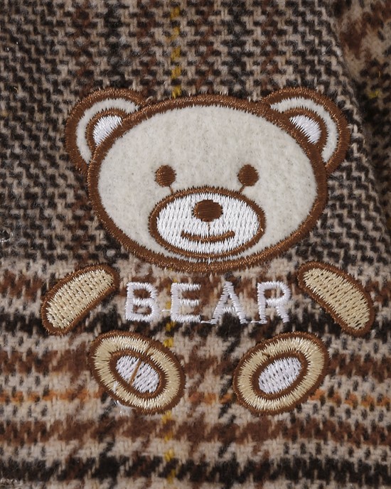 【3M-24M】Unisex Baby Bear Embroidered Padded Fleece Hooded Jacket