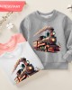 【12M-9Y】Boy Train Print Cotton Stain Resistant Long Sleeve Sweatshirt