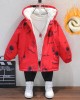 【2Y-10Y】Boys Casual Cartoon Astronaut Print Thickened Fleece Hooded Jacket