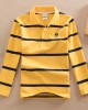 【18M-13Y】Boys Casual Striped Cotton Fabric Long Sleeve Polo Shirt