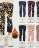 【3Y-12Y】Girls Stylish Leopard And Flowers And Cartoon Print Thickened Fleece Leggings