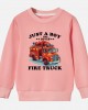 【12M-9Y】Boy Letter And Fire Truck Print Cotton Stain Resistant Long Sleeve Sweatshirt