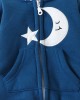 【0M-18M】Baby Adorable Moon And Cloud Embroidered Blue Hooded Romper - 8012