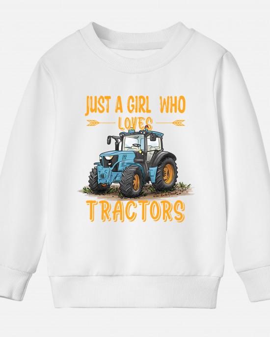 【12M-9Y】Girl Casual Letters And Tractor Print Cotton Stain Resistant Long Sleeve Sweatshirt