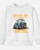 【12M-9Y】Girl Casual Letters And Tractor Print Cotton Stain Resistant Long Sleeve Sweatshirt