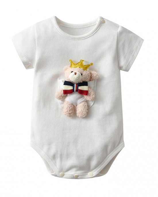 【3M-24M】Baby Cute Pocket Bear Short Sleeve Romper