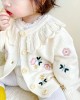 【12M-6Y】Girls Cute Floral Embroidered Lapel Sweater Cardigan (Hat Not Included)