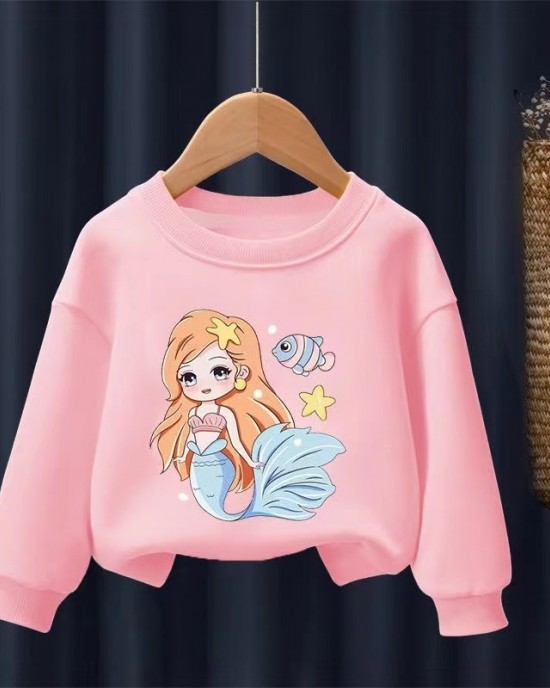 【18M-11Y】2-piece Girls Cute Mermaid Print Sweatshirt And Pants Set - 34287