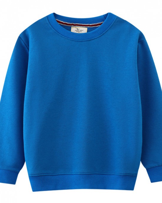 【18M-7Y】Kids Simple Solid Color Cotton Round Neck Long Sleeve Sweatshirt