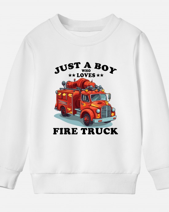 【12M-9Y】Boy Letter And Fire Truck Print Cotton Stain Resistant Long Sleeve Sweatshirt