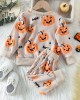 【6M-5Y】2-piece Kids Halloween Print Long Sleeve Sweatshirt And Pants Set