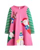 【18M-7Y】Girls Cute Christmas Pattern Embroidered Round Neck Long Sleeve Dress