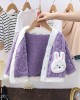 【12M-6Y】2-piece Girls Cute Bunny Pocket Coral Velvet Pajama Set