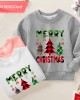 【12M-9Y】Kids Christmas Letter Print Cotton Stain Resistant Long Sleeve Sweatshirt