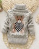 【18M-8Y】Kids Bear Pattern High Neckline Sweater - 3107