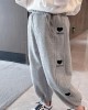 【18M-8Y】Girls Stylish Heart Shape And Letter Embroidered Thick Fleece Pants