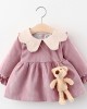 【12M-4Y】Girls Bear Decoration Long-sleeved Dress - 33342