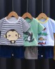 【12M-7Y】Boys Cartoon Print Short Sleeve Two-piece Suit