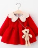 【12M-4Y】Girls Bear Decoration Long-sleeved Dress - 33342