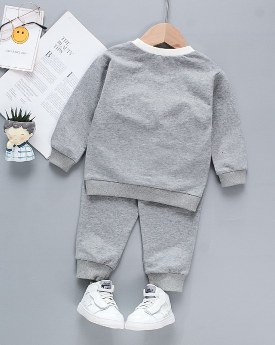 【12M-5Y】Boys College Style Long-sleeved Top And Pants Two-piece Suit