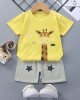 【12M-7Y】Boys Cartoon Print Short Sleeve Two-piece Suit