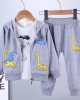 【12M-4Y】Boys Dinosaur Print Long-sleeved Hooded Jacket, Long-sleeved T-shirt And Pants Three-piece Suit