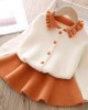 【12M-5Y】Girls Lapel Long Sleeve Cardigan Short Skirt Suit - 34114