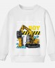 【12M-9Y】Boy Cotton Stain Resistant Excavator Print Long Sleeve Sweatshirt