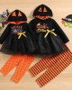 【12M-5Y】Girl Halloween Print Tulle Splicing Hooded Sweatshirt And Pants Set