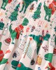 【2Y-7Y】Girl Cute Colorful Christmas Cartoon Print Long Sleeve Square Neck Dress