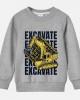 【12M-9Y】Boy Cotton Stain Resistant Excavator Print Long Sleeve Sweatshirt