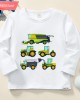 【12M-9Y】Boy Agricultural Harvester Combine Print Cotton Stain Resistant Long Sleeve T-shirt