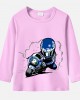 【12M-9Y】Boy Motorbikes Print Cotton Stain Resistant Long Sleeve T-shirt