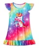 【3Y-10Y】Girls Cute Rainbow Unicorn Dinosaur Cartoon Print Ruffle Sleeveless Dress