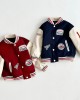 【2Y-12Y】Unisex Cool Retro Letter Embroidered Keep Warm Baseball Jacket