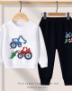 【2Y-13Y】Boy Cute Excavator Print Sweatshirt And Pants Set