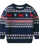 【2Y-8Y】Unisex Christmas Keep Warm Elk Snowflake Jacquard Colorblock Round Neck Sweater