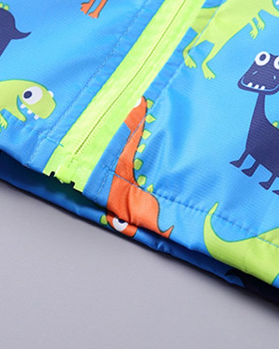 【2Y-6Y】Boy Casual Cartoon Dinosaur Print Hooded Jacket