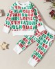 【3M-24M】2-piece Baby Unisex Christmas Letter Print Round Neck Sweatshirt And Pants Set