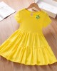 【12M-5Y】Girl Sweet Solid Color Multicolor Splicing Umbrella Hem Short-sleeved Dress